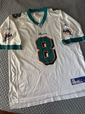 Reebok Miami Dolphins White Teal Orange #8 Football Jersey